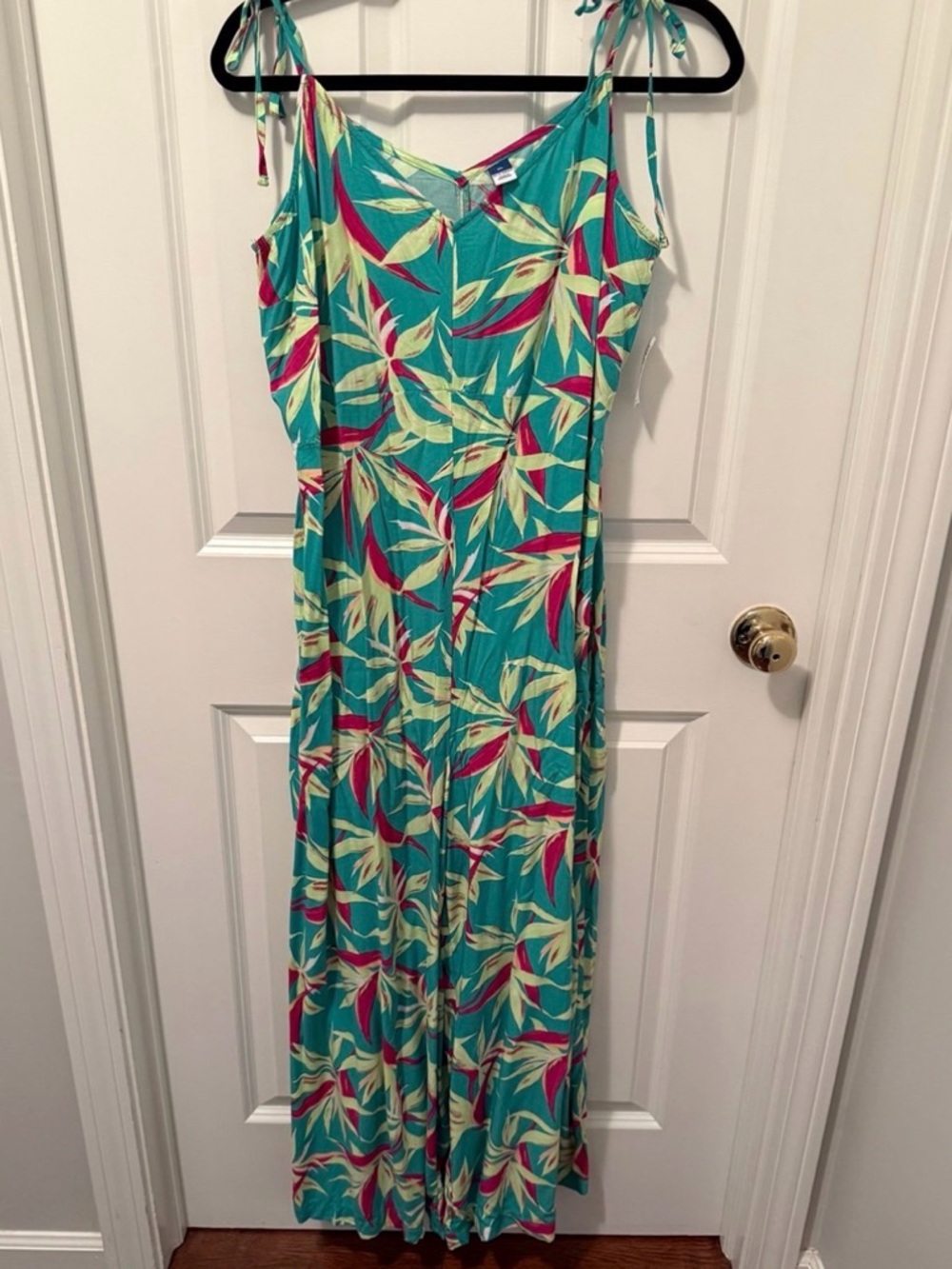 Old Navy Teal Floral Maxi Dress with Pink & Lime Accents